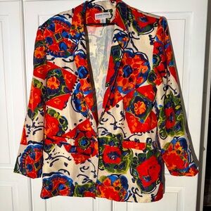 Vintage Carol Horn Workshop Bold Print‎ 100% Silk Blazer Jacket - Medium
